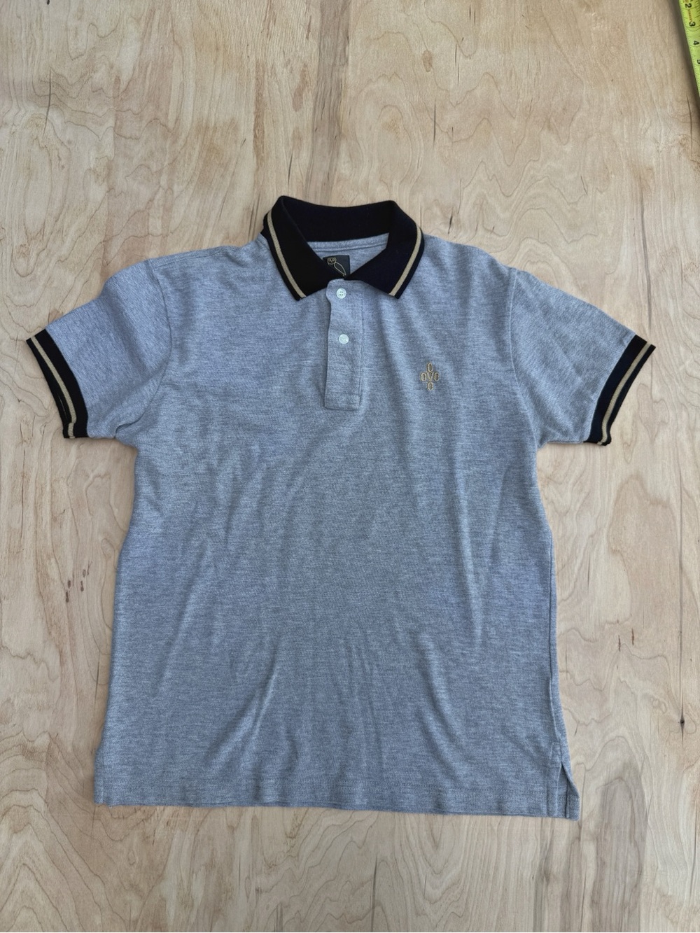 OVO October’s Very Own Light Gray Polo with Black & Gold Tipping. Sz Sml. FAIR.